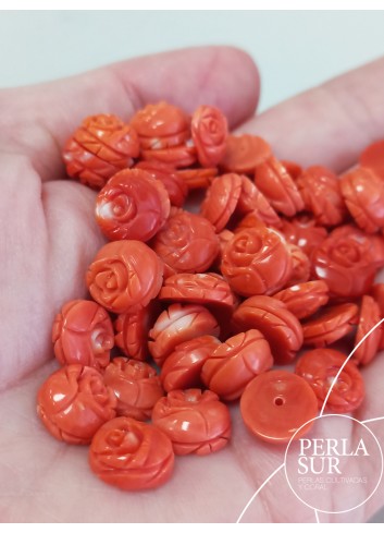 Par Rosa 10mm Plana Redonda Coral Japonés