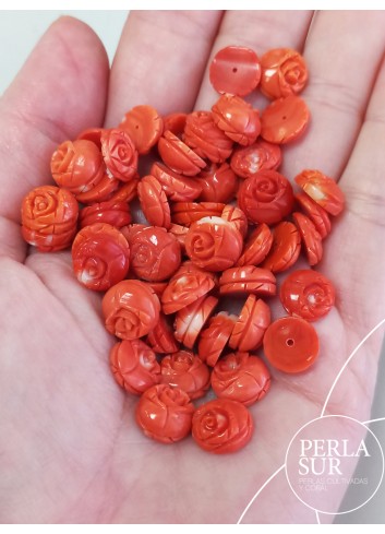 Par Rosa 10mm Plana Redonda Coral Japonés