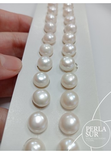 Pareja perla botón 1/2t 9-9'5mm blanca