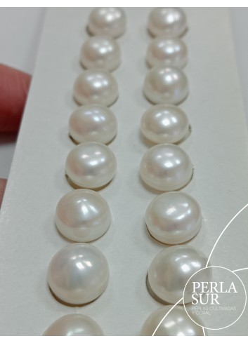 Pareja perla botón 1/2t 9-9'5mm blanca