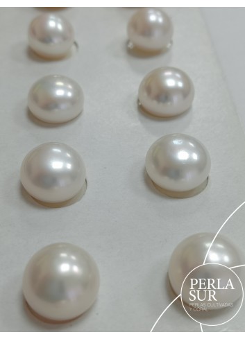 Pareja perla 11mm botón 1/2t blanca
