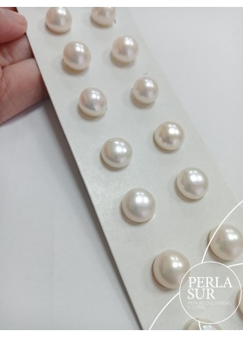 Pareja perla 11mm botón 1/2t blanca