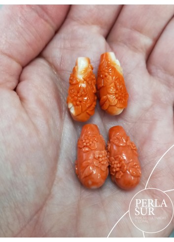 Par Perillas 20x10mm 1/2t flores coral japonés