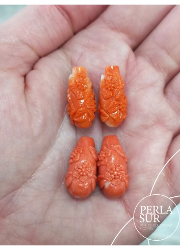 Par Perillas 20x10mm 1/2t flores coral japonés