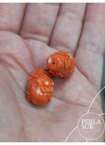 Par Perillas 21x13mm 1/2t flores coral japonés
