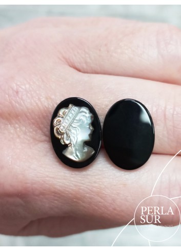 Par 13x18mm Atenea Camafeos Nácar Tahití + Ónix