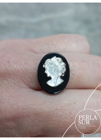 Atenea 15x20mm Camafeo Nácar Tahití + Ónix