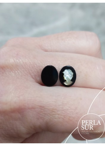 Par 8x10mm Sara Camafeos Nácar Tahití + Ónix