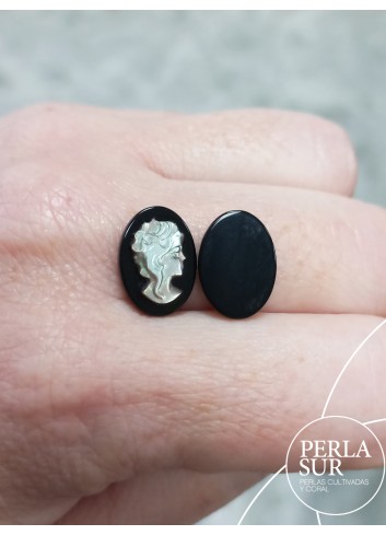 Par 10x14mm Sara Camafeos Nácar Tahití + Ónix