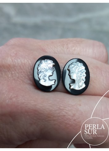 Par 12x16mm Victoria Camafeos Nácar Tahití + Ónix