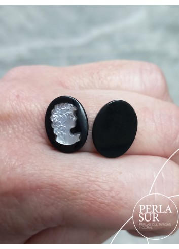 Par 12x16mm Victoria Camafeos Nácar Tahití + Ónix