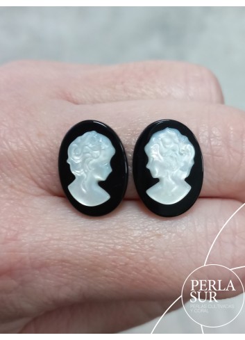 Par 13x18mm Sara Camafeo Nácar Australiana + Ónix