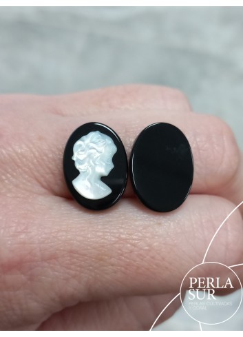 Par 13x18mm Sara Camafeo Nácar Australiana + Ónix