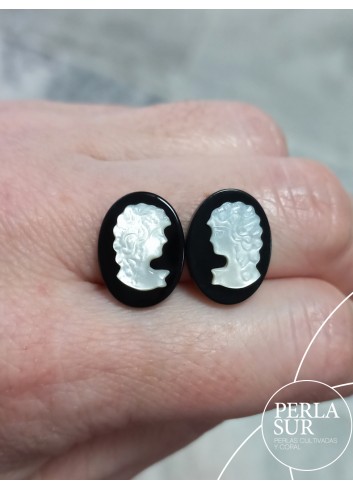 Par 12x16mm Victoria Camafeo Nácar Australiana + Ónix