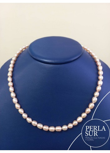 Collar semi-enfilado 6-6'5mm perla oval color natural
