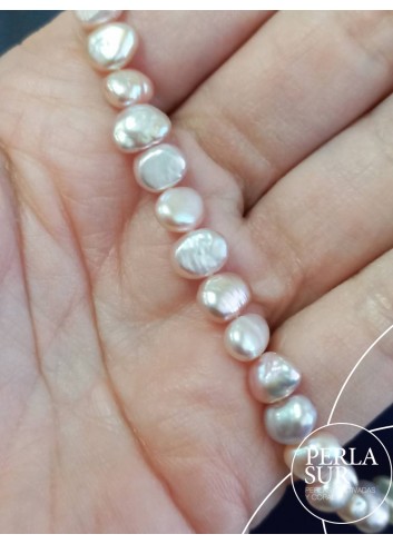 Collar semi-enfilado 6-7mm perla barroca color natural