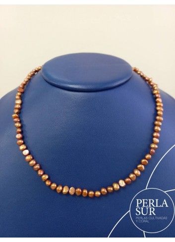 Collar semi-enfilado 5-6mm perla keshi dorada