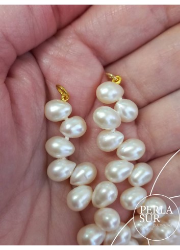 Collar semi-enfilado 6-7mm perla oval cruzada blanca