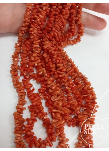 Hilos "cupolinos" 3x8mm coral mediterráneo