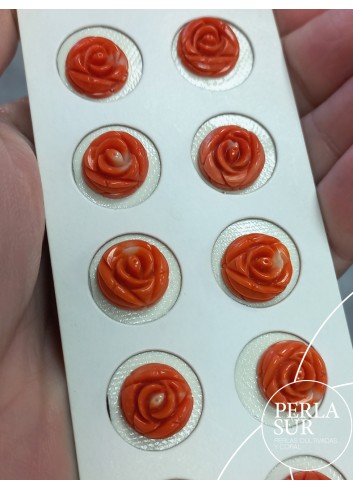 Par Rosa 11-12mm Plana Redonda Coral Japonés