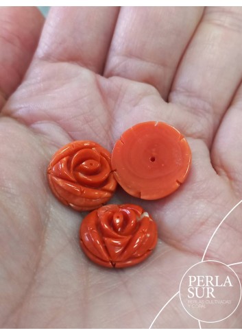 Rosa 15-16-17mm Plana Redonda Coral Japonés