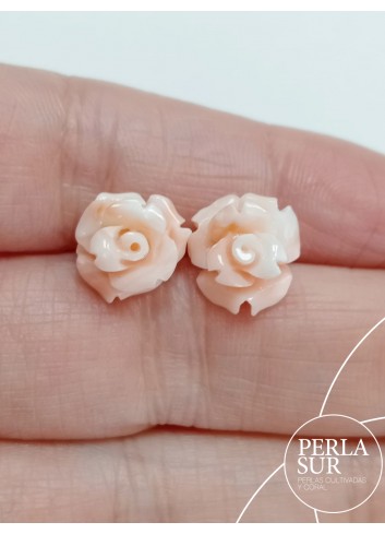 Pareja Rosas 10mm Coral Rosa muy clarito