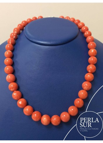 Collar bola 10-13mm coral japonés