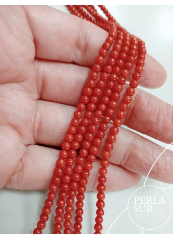 Hilo bola 3-3'5mm coral mediterráneo oscuro