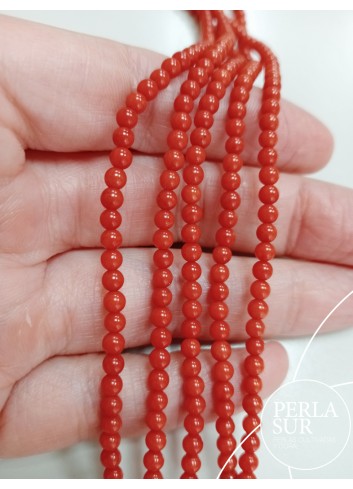 Hilo bola 3-3'5mm coral mediterráneo oscuro