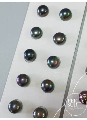 Pair Button 10-10´5mm 1/2drilled Peacock Green