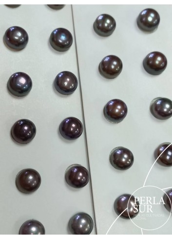 Pair 10mm Button Half drilled Peacock