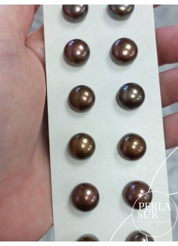 Pareja perla 12mm Botón 1/2t Chocolate
