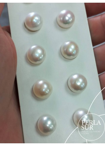 Pareja perla 11'5mm botón 1/2t blanca