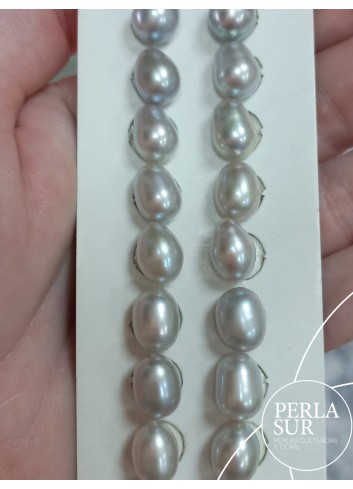 Pair 8x11'5mm Silver 1/2drilled Drop