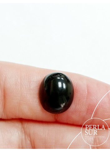 Cabujón 10x12mm oval sintético (ónix/c.negro)