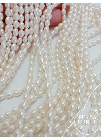 Hilo Perla Aljófar 3'5-4mm blanca