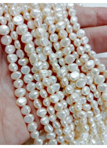 Hilo perla keshi 5mm blanca rosada