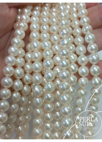 Strand 7-7'5mm Semibaroque white Akoya pearls