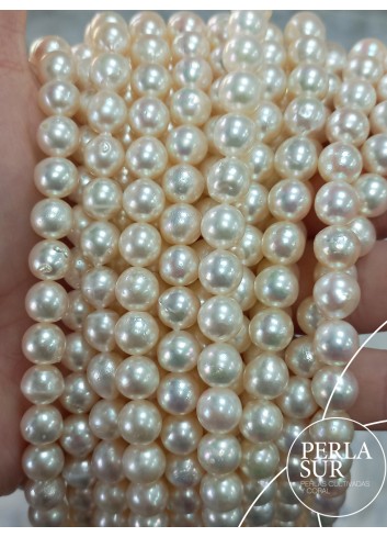 Strand 7'5-8mm SemiBaroque pink Akoya pearls