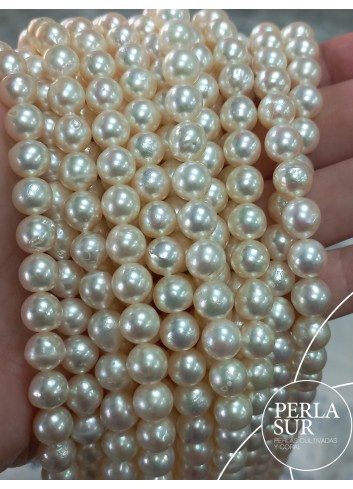 Strand 7'5-8mm SemiBaroque pink Akoya pearls