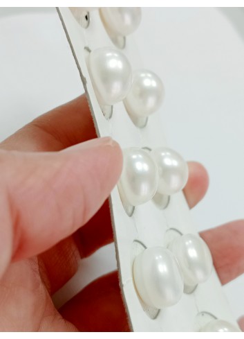 Pareja perla botón 12-13mm ALTA blanca