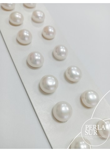 Pareja perla botón 12-13mm MEDIA blanca