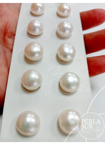 Pareja perla botón 12-13mm MEDIA blanca