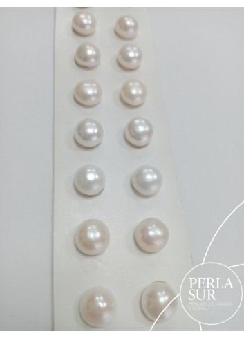 Pareja perla botón 12-13mm SEMIBARROCA blanca
