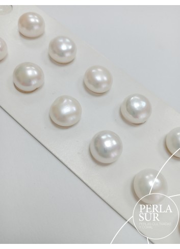 Pareja perla botón 12-13mm SEMIBARROCA blanca