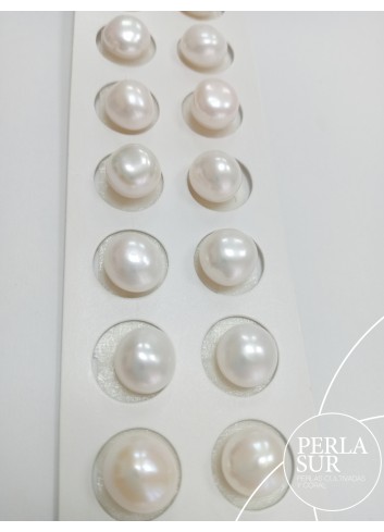 Pareja perla botón 12-13mm BARROCA blanca