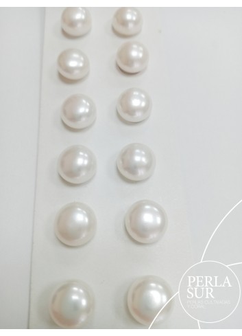 Pareja perla botón 1/2t 13-13'5mm blanca