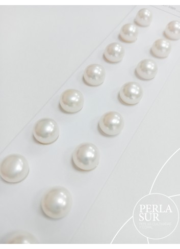 Pareja perla botón 1/2t 9-9'5mm blanca +