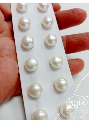 Pareja perla botón 1/2t 9-9'5mm blanca +