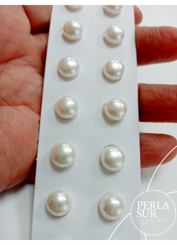 Pareja perla botón 1/2t 8-8'5mm blanca +